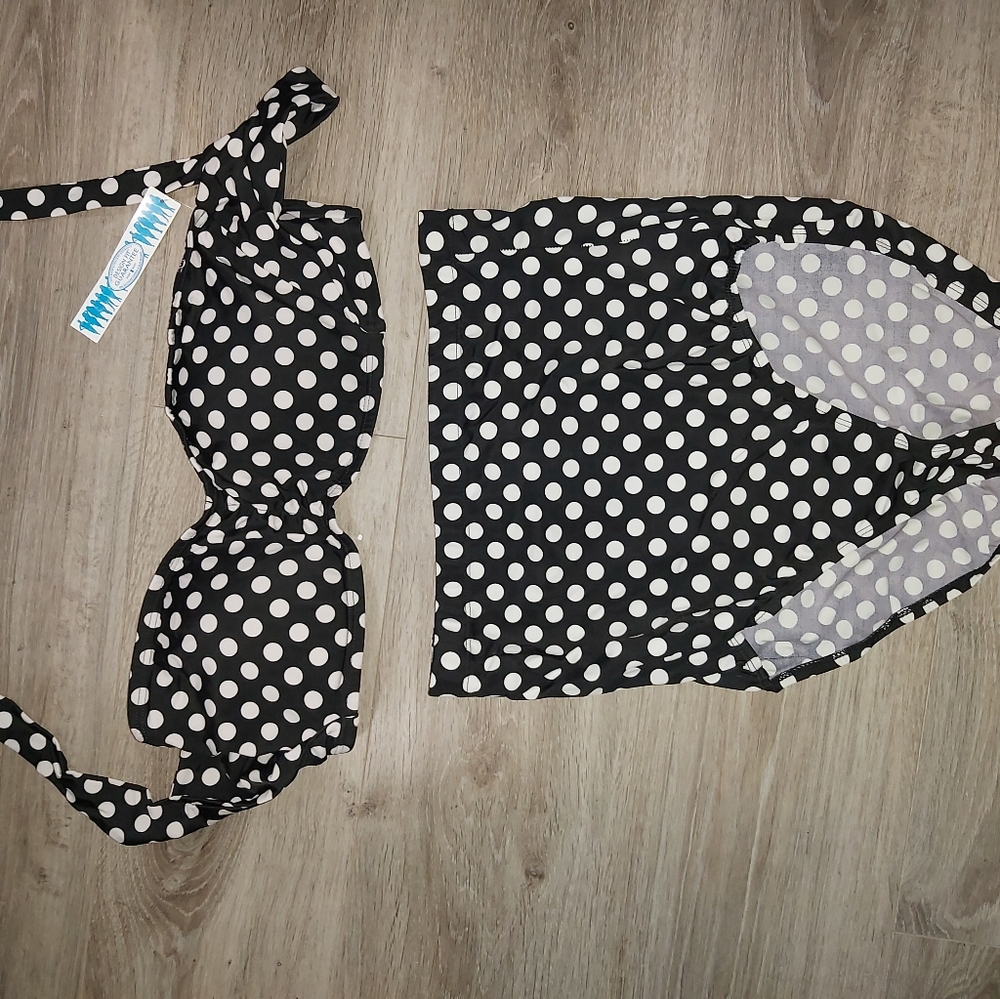 Swimsuits For All Black and White Polka Dot Tankini Set